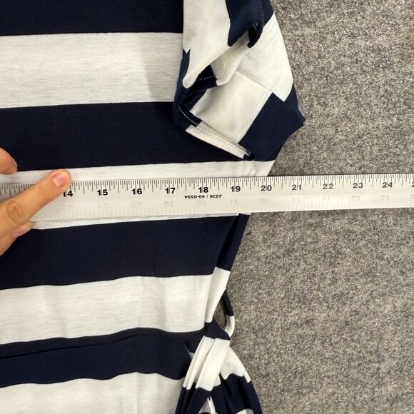 Unbranded Dress Women L Large White Striped Sheath Short Belted Short Sleeve - Picture 3 of 6